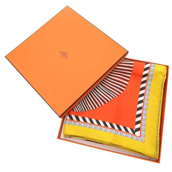 HERMES Orange Silk Scarf - Picture 3 of 7